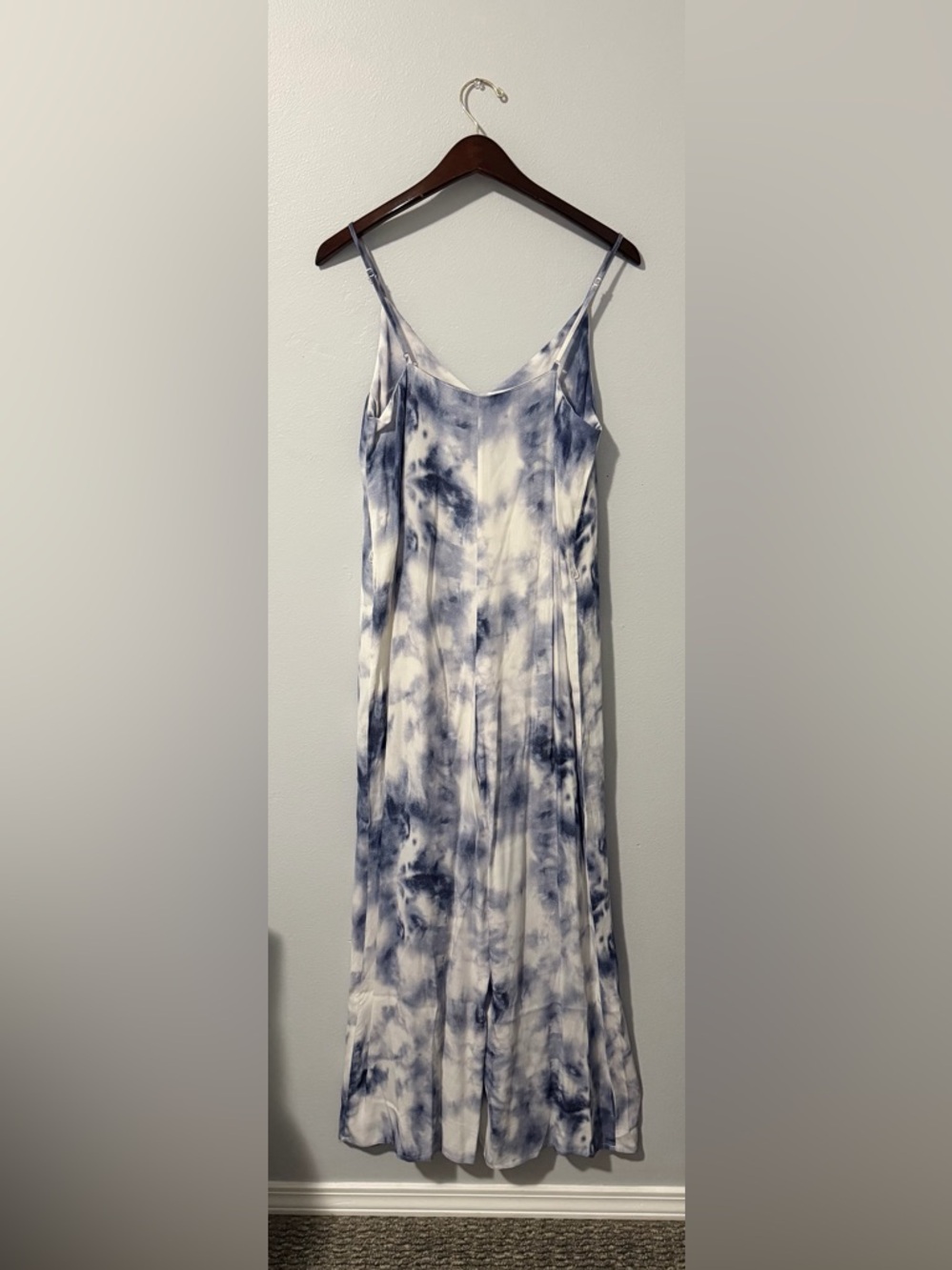 Style Rack Blue & White Tie-Dye Slip Jumpsuit